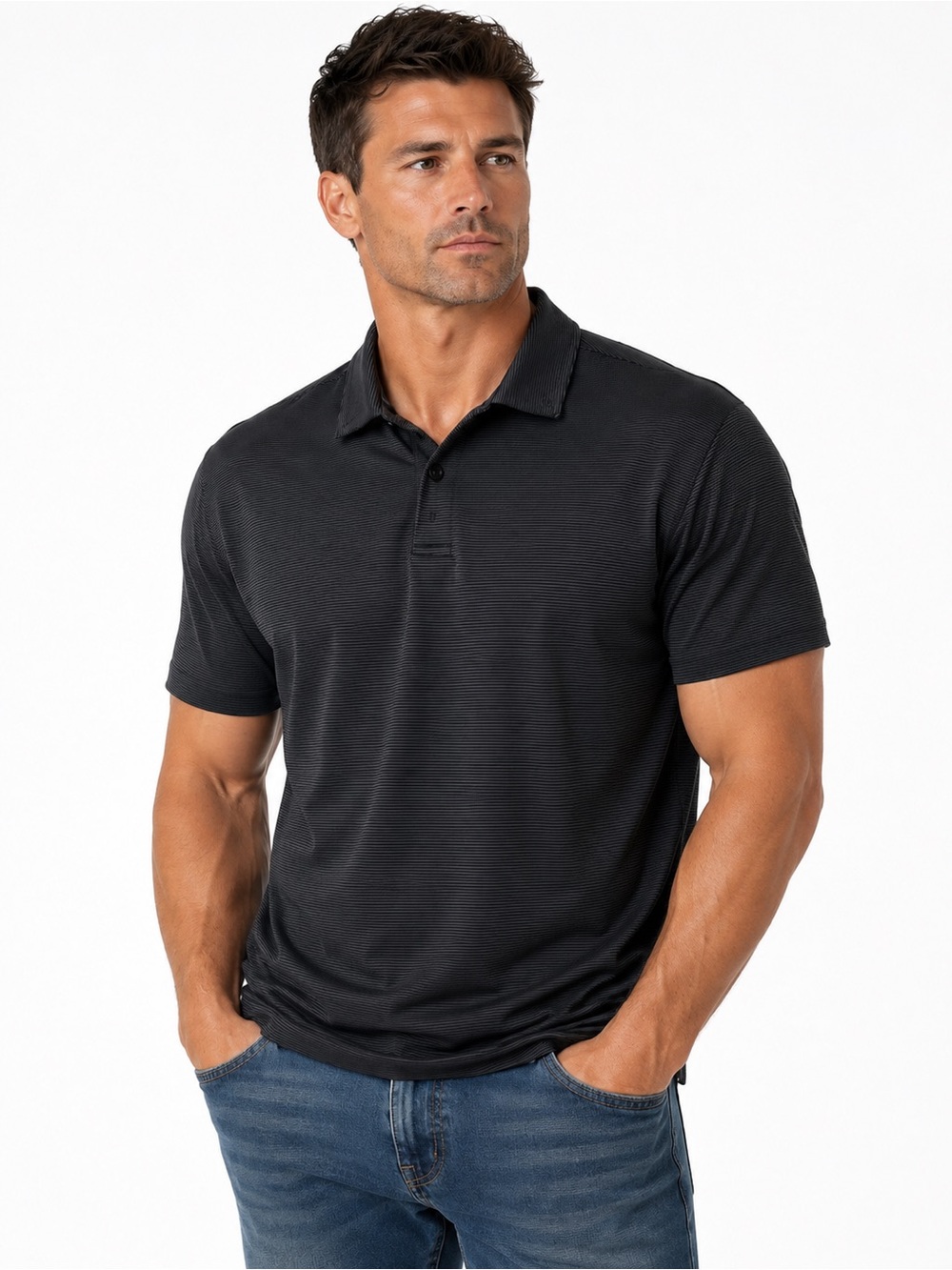 lululemon athletica Men's Performance Black Short-Sleeve Polo